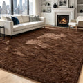 Brown 9x12 Area Rugs for Living Room, Fluffy Shag Rug Large Bedroom Carpet by Yongyangjuxi