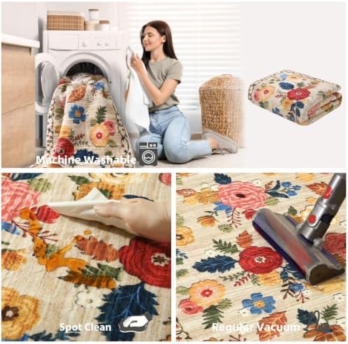 3x5 Washable Area Rug for Bedroom: Small Entryway Rug Non Slip Throw Carpet - Image 5