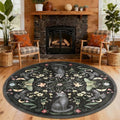 GarveeHome Round Area Rugs 8ft for Living Room, Cat Black Washable Circle Rug by GarveeHome