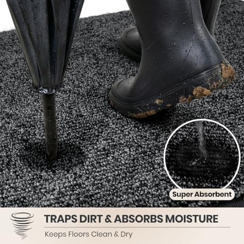 PURRUGS Dirt Trapping Door Mat, Heathered Charcoal - Image 2
