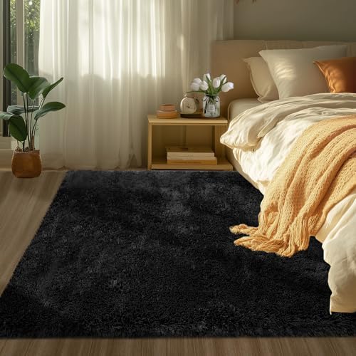 Topmaxcs Black Fluffy Area Rugs 4x6: Fluffy Fuzzy Rug - Image 2
