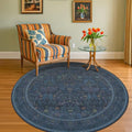 Washable 6ft Round Living Room Rug, Thin Circle Rug by Evyhood