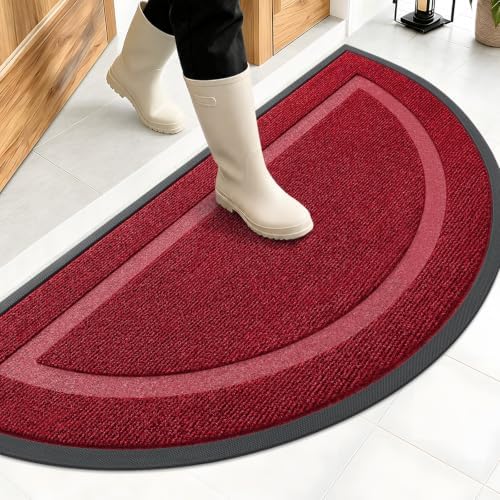 OLANLY Half Circle Front Door Mat Outside 47x23 All-Season Rubber Doormat by OLANLY
