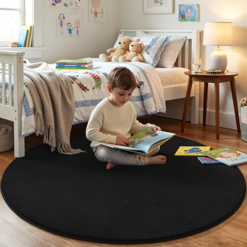 Amearea Black Round Area Rugs 4ft Circle Rugs - Image 2