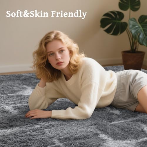 Area Rugs for Living Room 8x10 Feet, Soft Fluffy Shagg Plush Bedroom Rug - Image 4