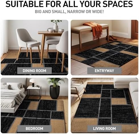 Rugshop Geometric Boxes Modern Non-Shedding Area Rug Jute 5'3" x 7'3" - Image 4