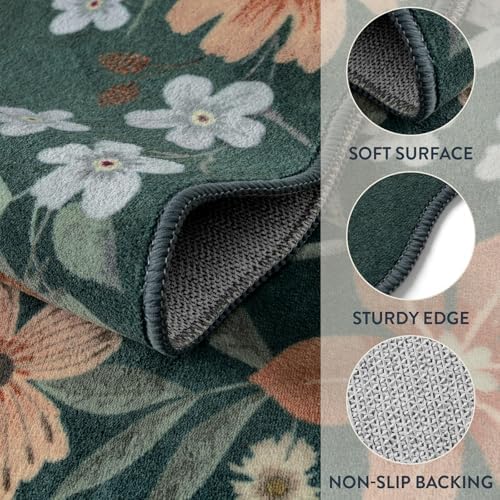 Lahome Floral Washable Rug, 3x5 Rug Soft Bedroom Rugs - Image 7