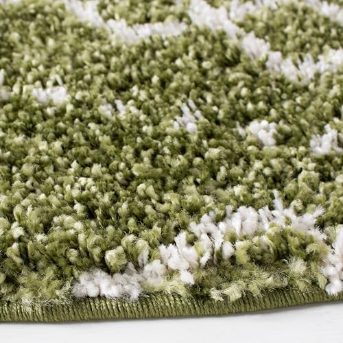 SAFAVIEH Arizona Shag Round Rug 6'7", Soft Plush Boho Green & Ivory ASG741X - Image 5