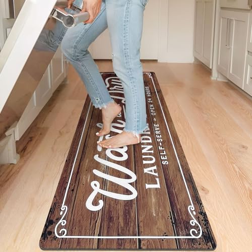 KOZYFLY Laundry Room Rug Runner 24"x72" Non Slip Kitchen Rugs Washable Laundry - Image 2