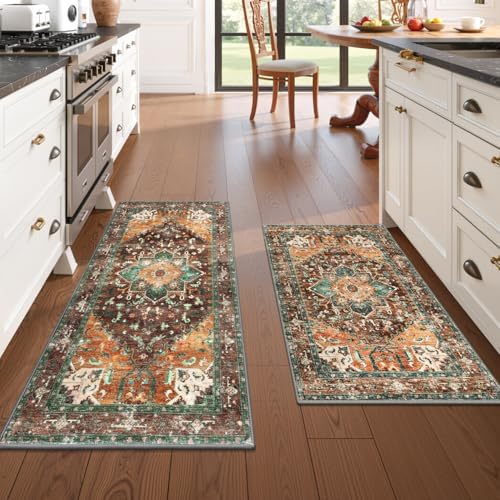 Yamaziot Washable Runner Rug Set of 2, Non-Slip Boho Hallway Kitchen Rug - Image 6
