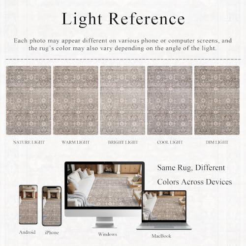 Schweek 6x9 Area Rug Washable Neutral Rug Non Slip - Image 6