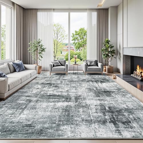 9x12 Area Rug for Living Room, Abstract Washable Non-Slip Large Rugs by Lofus