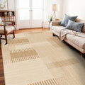 Faux Linen Washable Rug Smooth Breathable Floor Mat 5x12 Beige by WIEVEDENS