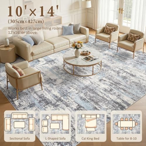 10x14 Area Rugs Living Room Abstract Washable Rug - Image 7