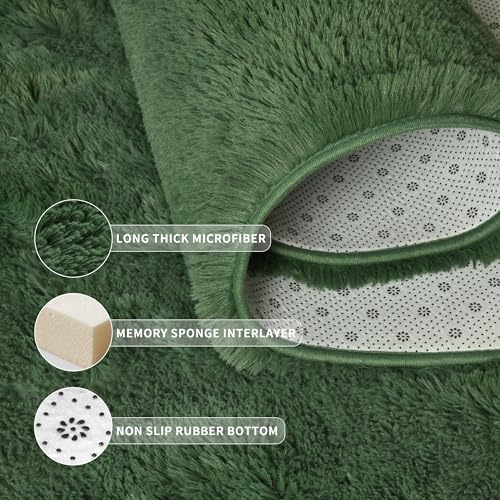 Tepook 5x8 Fluffy Dark Green Area Rugs - Image 5