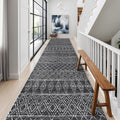 Washable 2.6x14 Runner Rug Moroccan: Hallway Non Slip Geometric Rugs Black by BYYVOORugsforYourHome