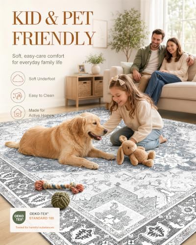 OLANLY 5x8 Washable Area Rug, Soft Non Slip Carpet - Image 5