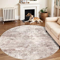 Washable Abstract 6ft Round Rugs: Non Slip Rug by RUUGME