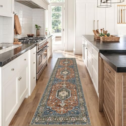 KUTA Vintage Washable Runner Rug 2x8 Brick Red Runners - Image 3