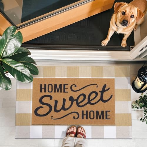 OLANLY Fall Door Mat, Buffalo Plaid Rug - Image 2