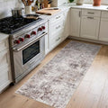 2x5 Washable Kitchen Runner Rug: Modern Abstract Low Pile Rugs BrickGray by Puino