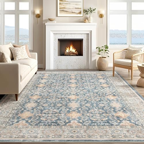 cotiled 5x7 Area Rug for Living Room, Traditional, Dark Blue - Image 6
