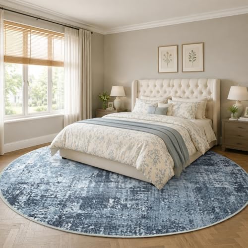 6ft Round Abstract Washable Area Rug - Image 3