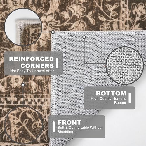 KILOCOCO Hallway Runner 2x6 Washable Runner Kitchen Rug, Rust Brown Red - Image 6