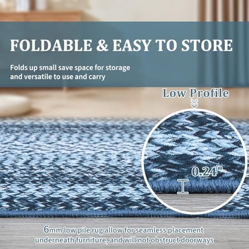 RUGSREAL 3x5 Oval Bedroom Rug Non Slip Washable Modern Bordered Small Rugs - Image 4