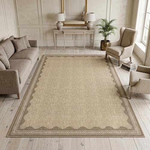 Garvee Modern Bordered Rugs for Living Room 8x10 Large Washable Rug Jute by Garvee