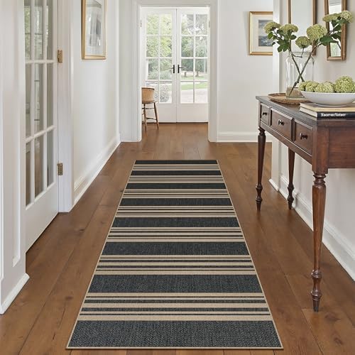 PureCozy Washable Kitchen Runner Rug 2x6 Striped Jute Look Non Slip - Image 3