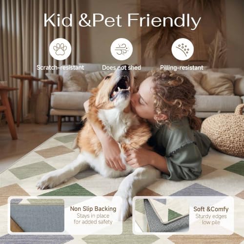 PureCozy 3x10 Washable Runner Rug Kitchen Colorful Non Slip Checkered Carpet - Image 3