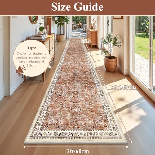 Yamaziot 2x12 Washable Hallway Runner Rug Non Slip Floral Carpet - Image 2