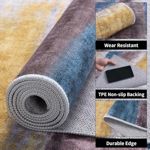 Ciicool 4x6 Area Rugs for Living Room, Modern Abstract Washable Rug Yellow - Image 3