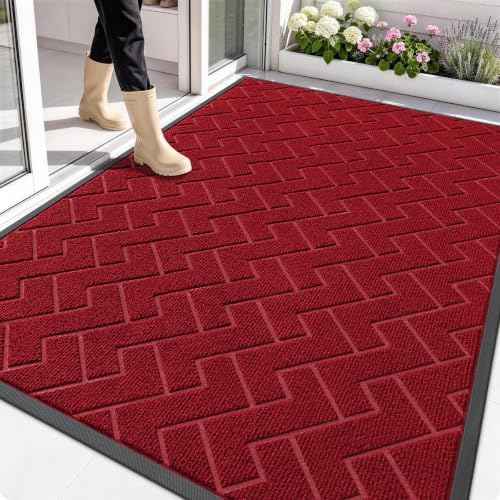 OLANLY Front Door Mat Outside 71x47, All-Season Absorbent Rubber Doormat by OLANLY