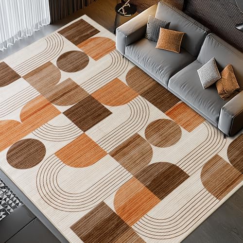Soft Modern Geometric Abstract Large Machine Washable 10x14 Area Rug - Image 2