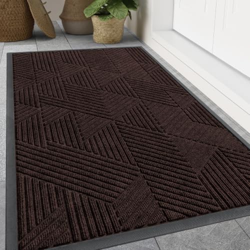 Smiry Front Door Mat Outside Entrance, Low Profile Rubber Doormat by Smiry