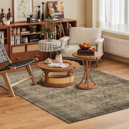 Washable Area Rug 9' x 12' Vintage Traditional Persian Mat - Image 2