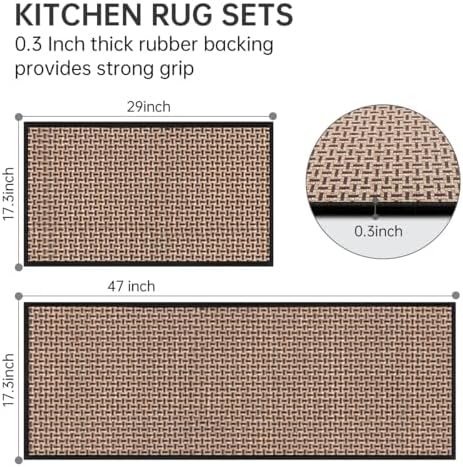 eqivei Kitchen Rugs Non Slip Washable 2-Piece Kitchen Mats - Image 2