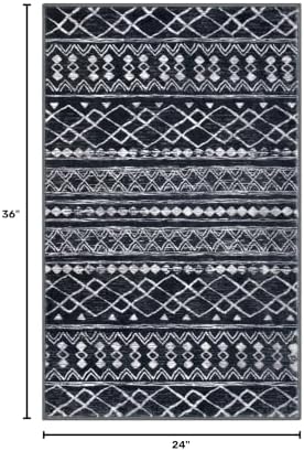 KUTA Moroccan Boho Entryway Rug, 2x3 Black Entrance Small Area Rug - Image 2