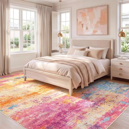 8x10 Area Rug for Living Room, Abstract Washable Larg Rugs - Image 2