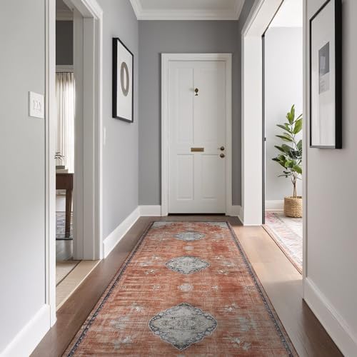 Non Slip Area Rugs 2x7 Boho Medallion Floral Non Skid Rubber Backing Easy Silk by BeverlyRug