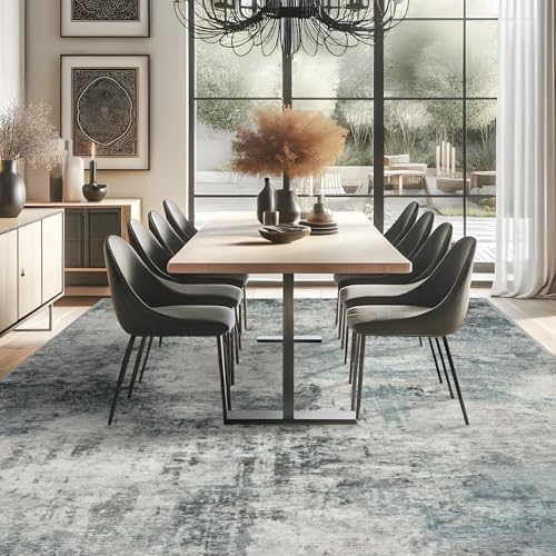 9x12 Area Rug for Living Room: Non Slip Area Rugs for Living Room Blue Grey - Image 4
