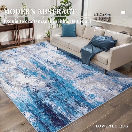 Ciicool 3x5 Rugs for Entryway, Modern Abstract Washable Soft Carpet Blue - Image 2
