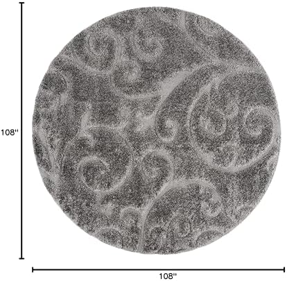 SAFAVIEH Florida Shag Round Rug 9', Soft Plush Transitional Grey SG455-8013 - Image 2