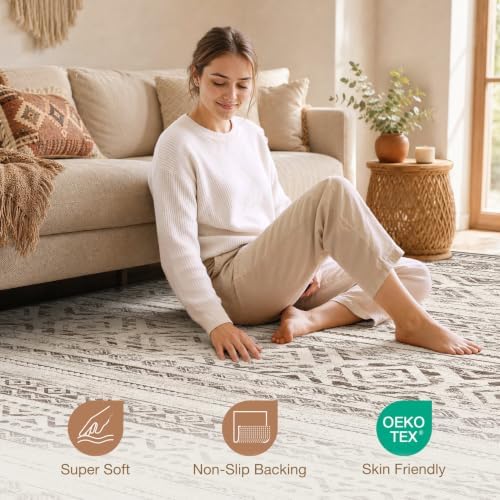 cotiled Boho 5x7 Area Rugs for Living Room: Soft Moroccan Washable Rug - Image 3