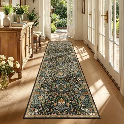 3x10 Floral Runner Rug for Kitchen Washable Hallway Runner Rug by NakedCloud