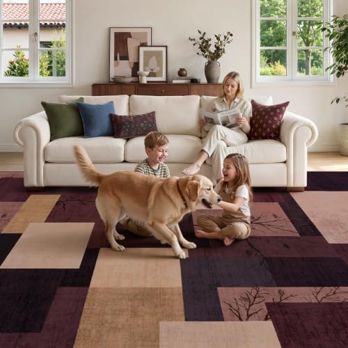 Large Area Rugs for Living Room, Modern Geometric Patchwork Carpet Non-Slip - Image 6