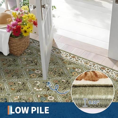 GarveeHome Grey Floral Rug 4x6 Rug Machine Washable Area Rug - Image 6