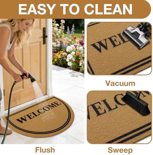 OLANLY Half Circle Door Mat 47x32, Low Profile Doormat - Image 5
